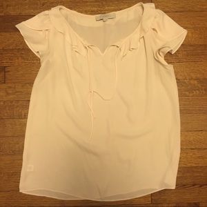 LOFT Blush Shell w/ Ruffle and Tie